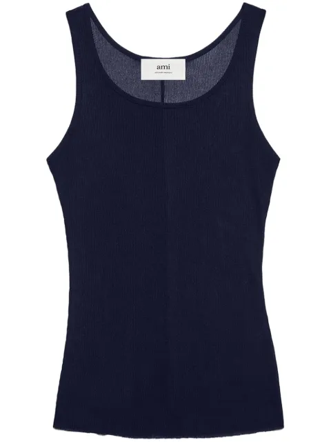 AMI Paris semi-sheer round-neck tank top Blue H23FTK101JE0022