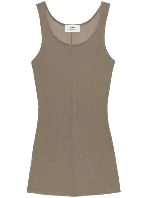 AMI Paris scoop-neck sleeveless tank top Neutrals H23FTK101JE0022