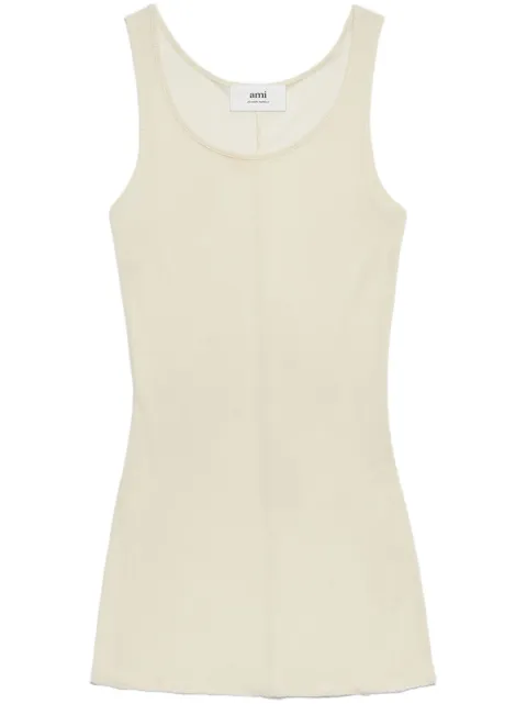 AMI Paris scoop-neck sleeveless tank top Neutrals H23FTK101JE0022