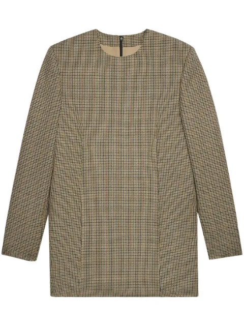 AMI Paris check-print long-sleeve minidress Neutrals H23FDR109WV0032