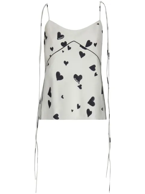 Marni Bunch of Hearts silk camisole top White TTMA0269I0UTSG03
