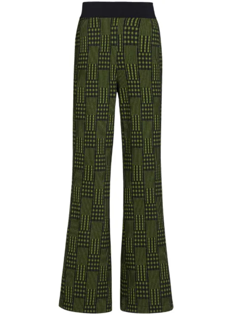 Marni checked jersey flared trousers Green PJMU0064LIUTV986