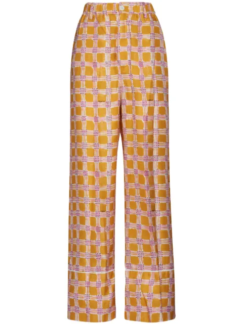 Marni Check Fields silk pajama trousers Orange PAMA0441I0UTSG02