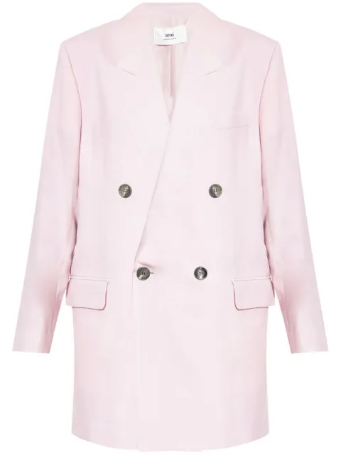 AMI Paris double-breasted wool blazer Pink H23HBV301WV0026