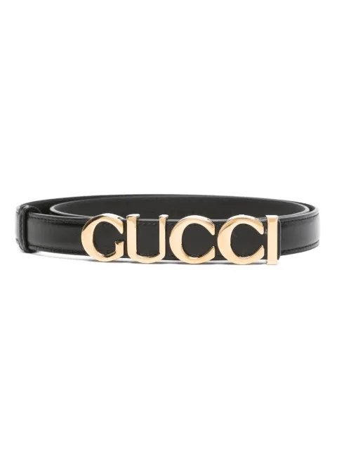 Gucci logo-buckle thin belt Black 7516000YA0G