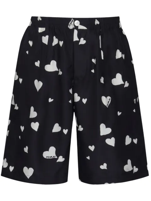 Marni Bunch of Hearts silk shorts Black PUMU0049M2UTSG03