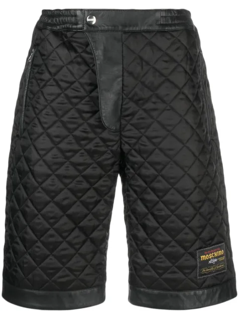 Moschino logo-patch diamond-quilted shorts Black A37055270