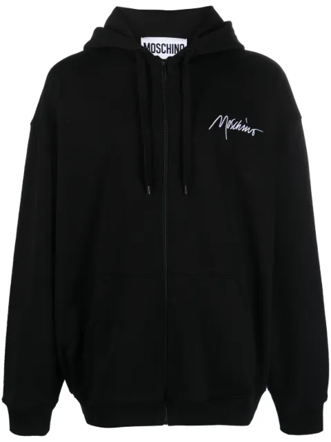 Moschino logo-print cotton hoodie Black J17265228