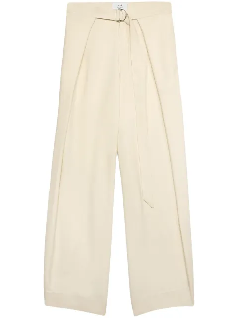 AMI Paris layered wide-leg trousers Neutrals H23FTR407VI0007