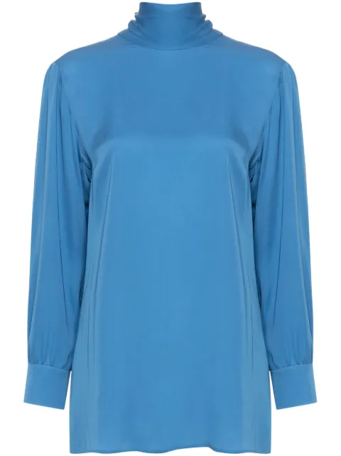 Gucci pussy-bow collar silk blouse Blue 443490ZHS18