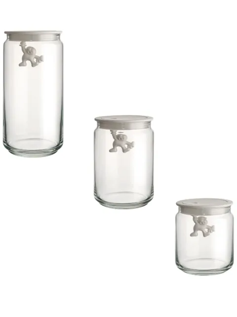 Alessi set-of-three glass jars White AMDR0456W