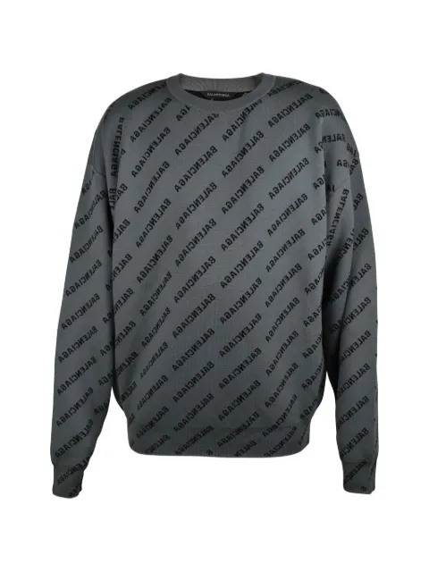 Balenciaga logo-print crew-neck jumper Grey 724618T1666