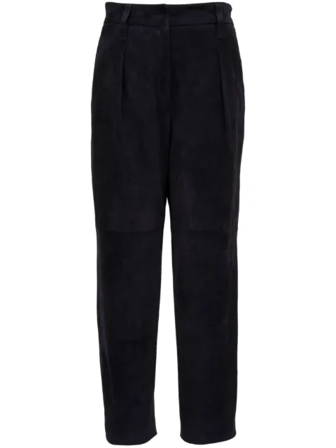 Brunello Cucinelli suede high-waisted trousers Blue MPPCLP8363C8901