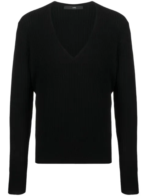 SAPIO V-neck virgin wool jumper Black N21