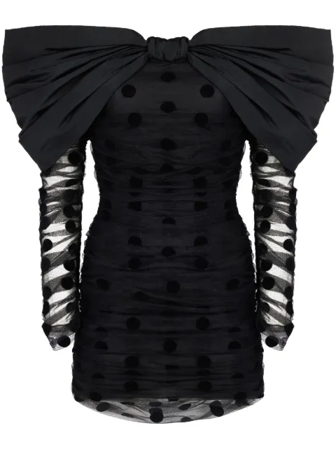 Nina Ricci oversized-bow neckline tulle dress Black 23ACRO034VI0502U9000