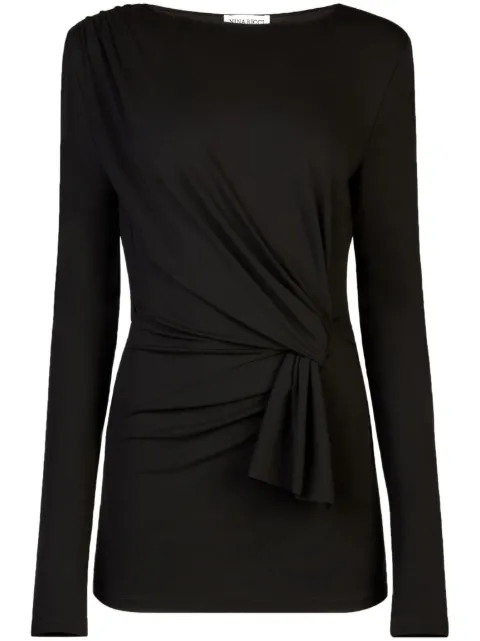 Nina Ricci long-sleeve draped wrap top Black 23AJTO031VI0506U9000