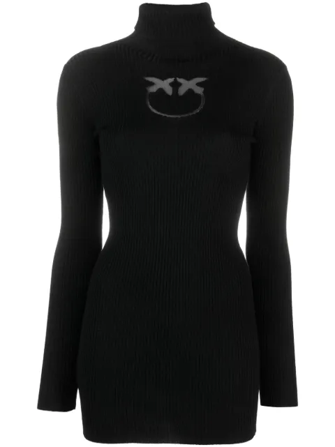 PINKO intarsia-knit logo roll-neck jumper Black 102020A18MZ99