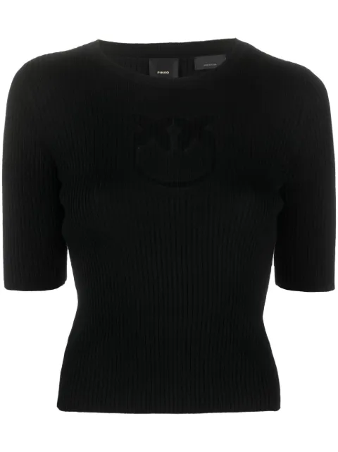 PINKO short-sleeved wool sweater with logo Black 102017A18M