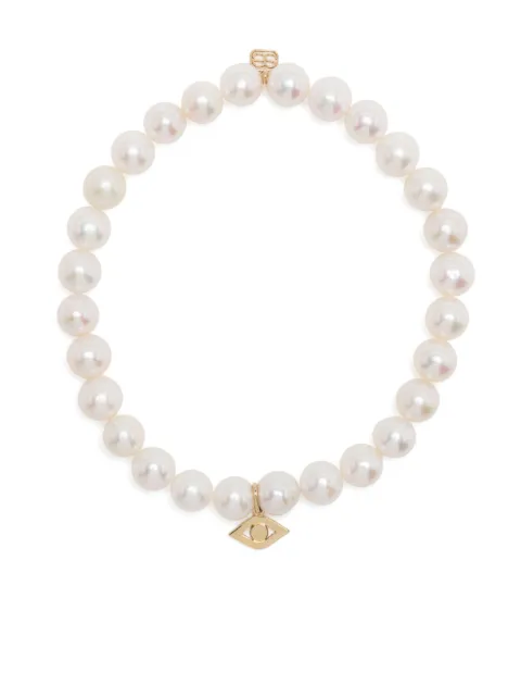 Sydney Evan 14kt yellow gold Evil Eye pearl bracelet White CAS1384Y3577M