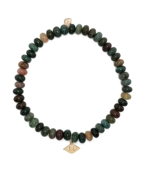 Sydney Evan 14kt yellow gold Evil Eye agate beaded bracelet Green CAS1384Y8846M