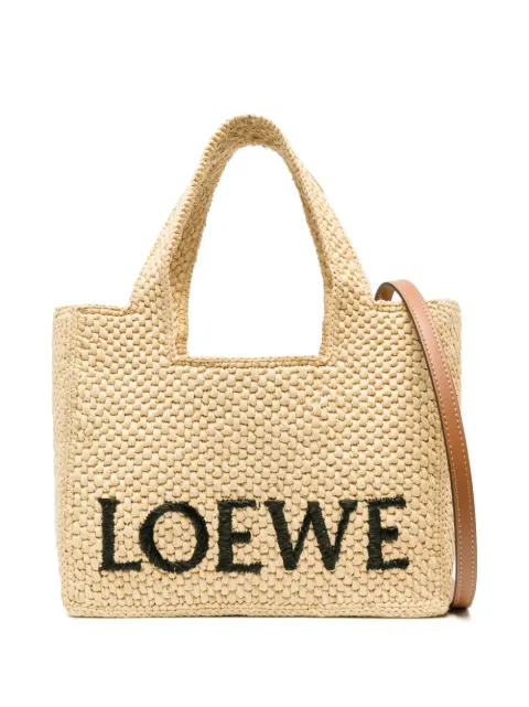 LOEWE logo-embroidered raffia tote bag Neutrals A685B59X03