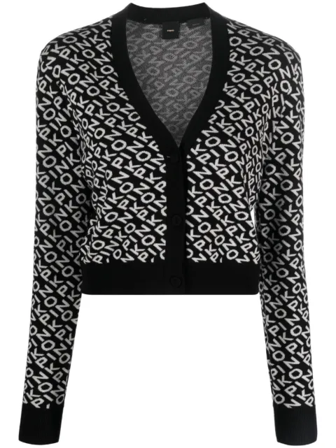 PINKO logo-jacquard cardigan Black 101633A12KZB2