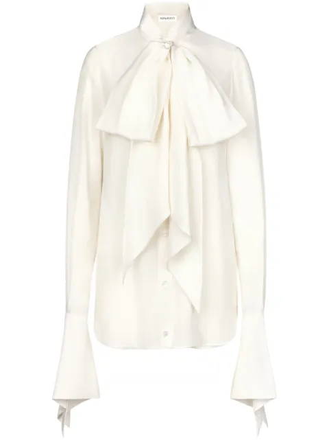 Nina Ricci pussy-bow collar silk shirt White 23ACTO001SE1383U1000