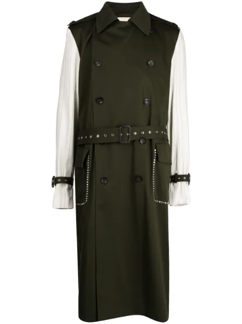 Wales Bonner Echo panelled trench coat Green MS23CO01CO02799