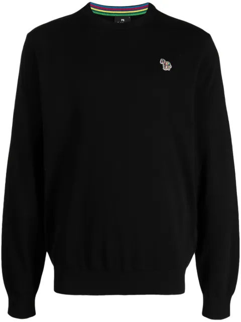 PS Paul Smith zebra-patch crew-neck jumper Black M2R200YZL2185879