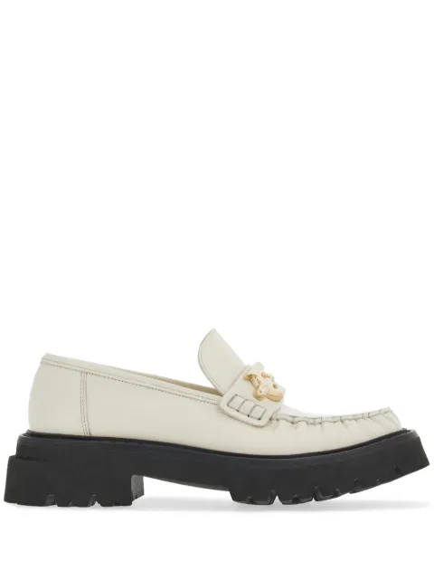 Ferragamo Gancini-plaque leather loafers Neutrals 763905