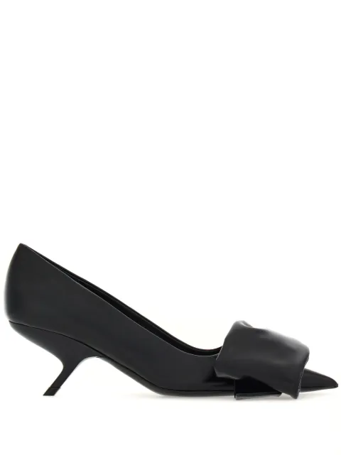 Ferragamo oversized-bow leather pumps Black 763057