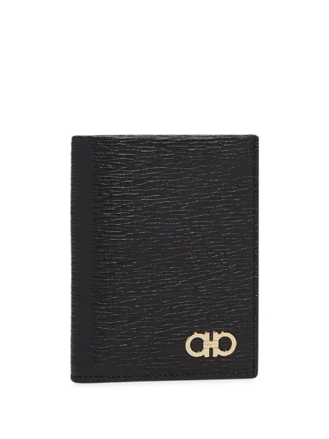 Ferragamo Gancini-plaque leather wallet Black 685996