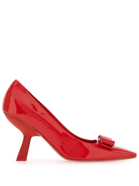 Ferragamo Vara Bow 85mm patent leather pumps Red 763795
