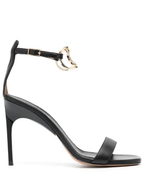 Off-White Pop Paperclip 105mm leather sandals Black OWIH045S23LEA0011076