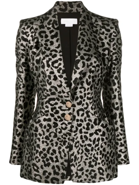 Genny leopard-jacquard single-breasted blazer Silver 75AAQ502N0269