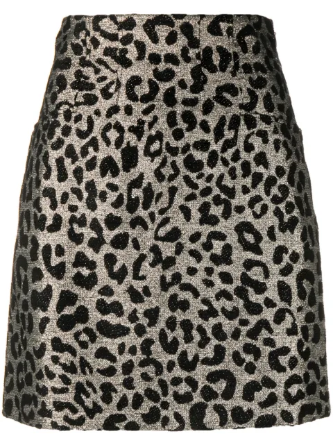 Genny leopard-print mini skirt Silver 75AAE301N0269