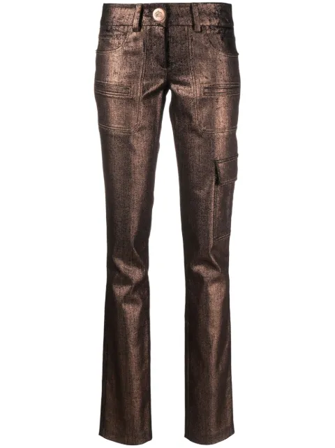 Genny metallic-finish straigh-leg trousers Brown 75AAA116DS011