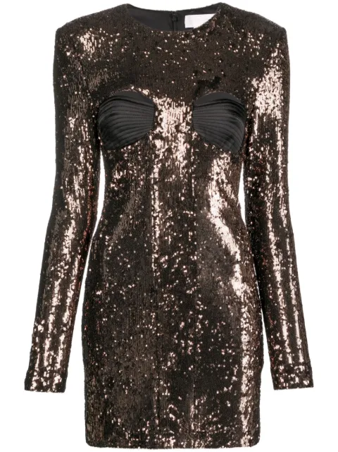 Genny sequin-embellished long-sleeved dress Black 75AAO433J0097
