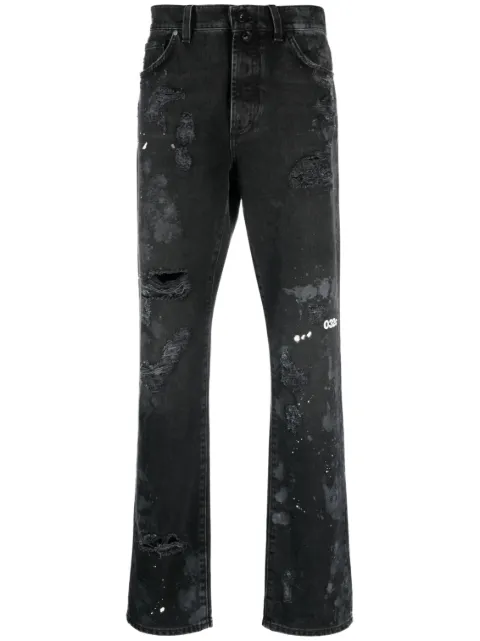 032c Double Shift Painter's distressed-finish jeans Grey SS23W3021