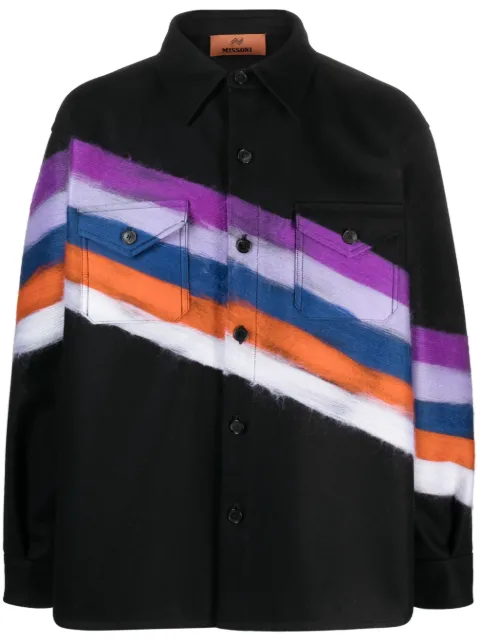 Missoni brushed-effect striped shirt jacket Black US23WC03BW00NE