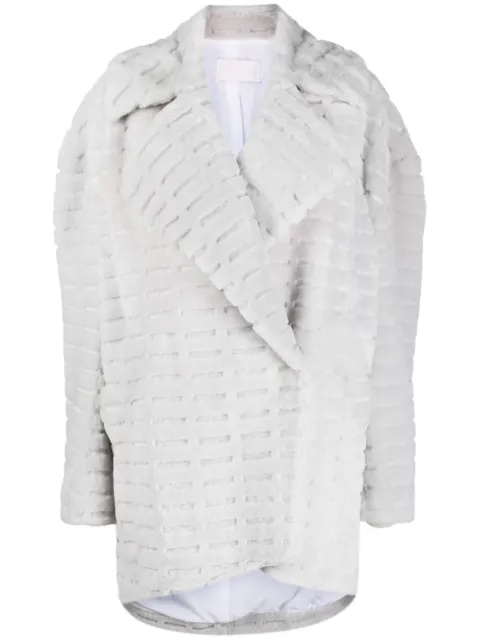 Genny debossed-detail single-breasted coat Grey 75AJX55PCZJLO