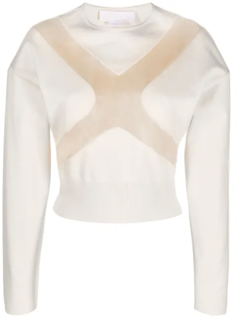 Genny sheer-panelling cotton T-shirt Neutrals 75AJF868CMFRR