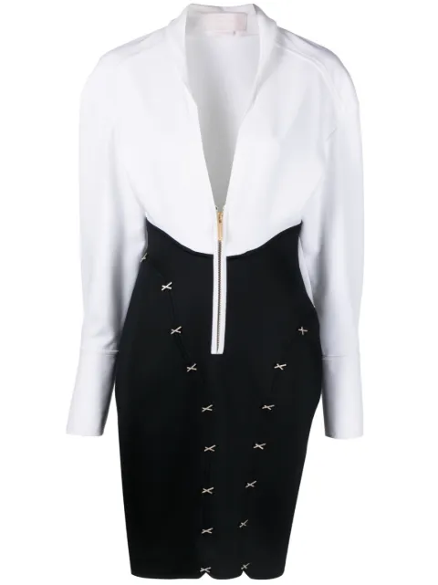 Genny V-neck zip-up minidress White 75AJO471N0115