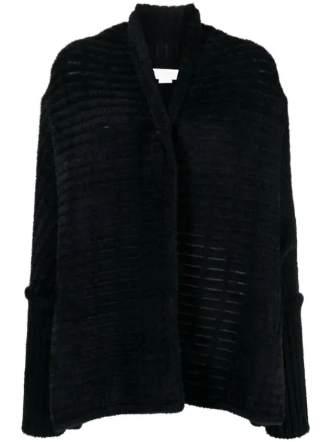 Genny faux-fur trim high-low cardigan Black 75AAF850CMX08
