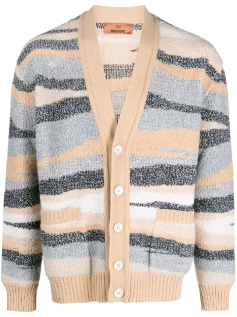 Missoni zigzag-jacquard wool cardigan Neutrals US23WM03BK026C