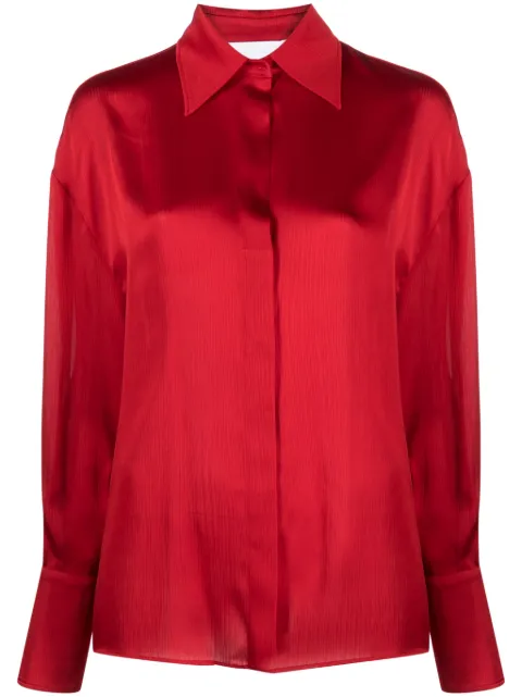 Genny satin-finish button-up shirt Red 75AJL681N0272