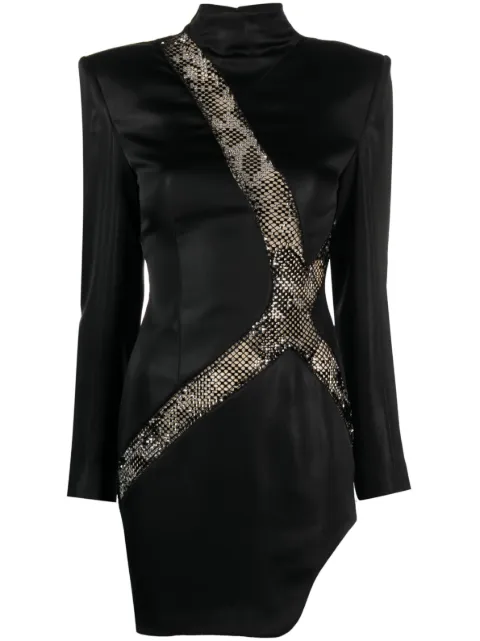 Genny asymmetric rhinestone-embellished minidress Black 75AJO456NS404