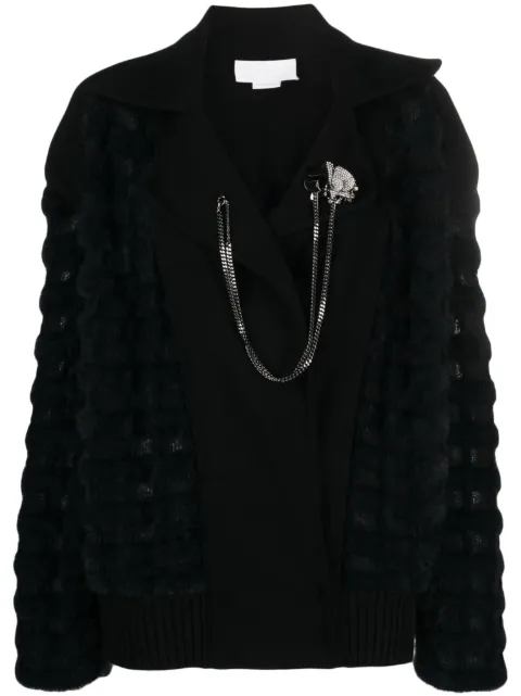 Genny brooch-detail wool jacket Black 75AJF887CMCMJ