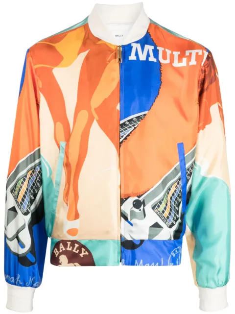 Bally graphic-print bomber jacket Orange MOU03VSE079