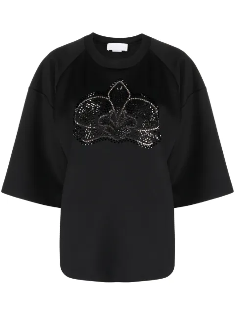 Genny crystal-embellished short-sleeved T-shirt Black 75AJI7J6J0110